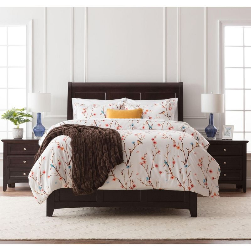 Chanasya Watercolor Floral Sakura Tree Duvet Cover - 2-Piece Set - Spring, Twin Size