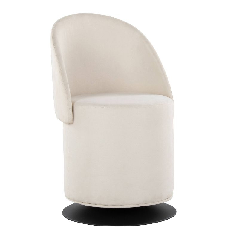 Finch Swivel Accent Chair Black/Cream - LumiSource: Adjustable Backrest, Metal Frame, Polyester Upholstery