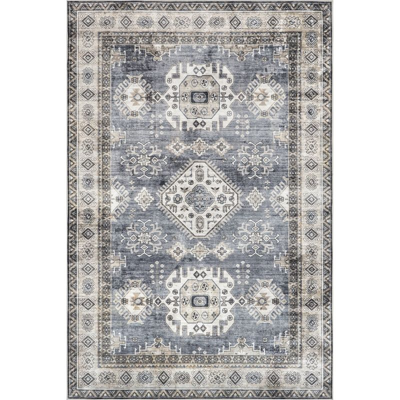 Nuloom Evelina Traditional Spill Proof Treated Pet Friendly Premium Machine Washable Area Rug, 8' x 10', Blue
