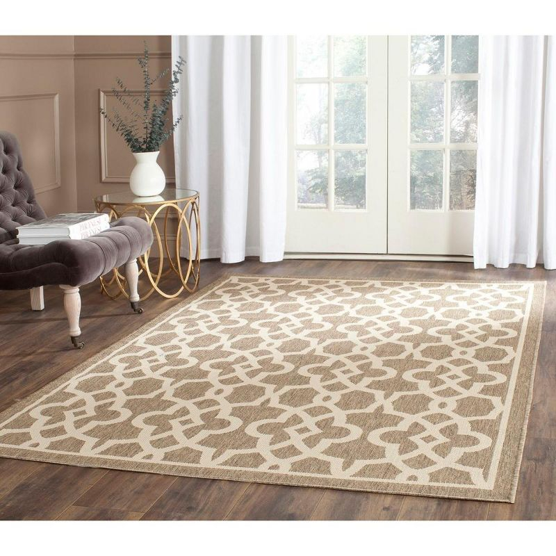 Courtyard CY6071 Power Loomed Indoor and Outdoor Area Rug - Mocha/Beige - 5'3"x7'7" - Safavieh