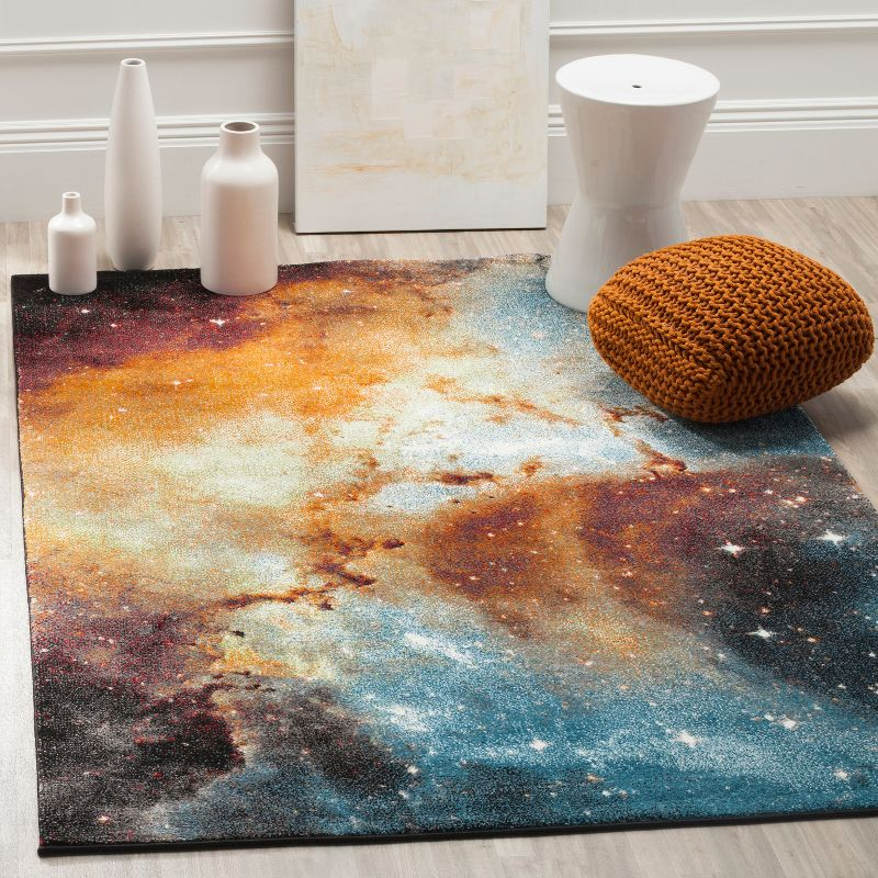 Galaxy GAL109 Power Loomed Indoor Area Rug - Orange/Multi - 4'x4' - Safavieh
