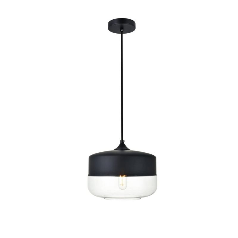 Elegant Lighting Ashwell 1 Light Black Pendant With Clear Glass