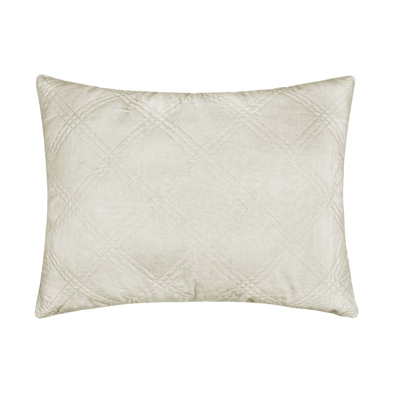 Linen Front/Cotton Back Standard Quilted Sham - Natural - Levtex Home