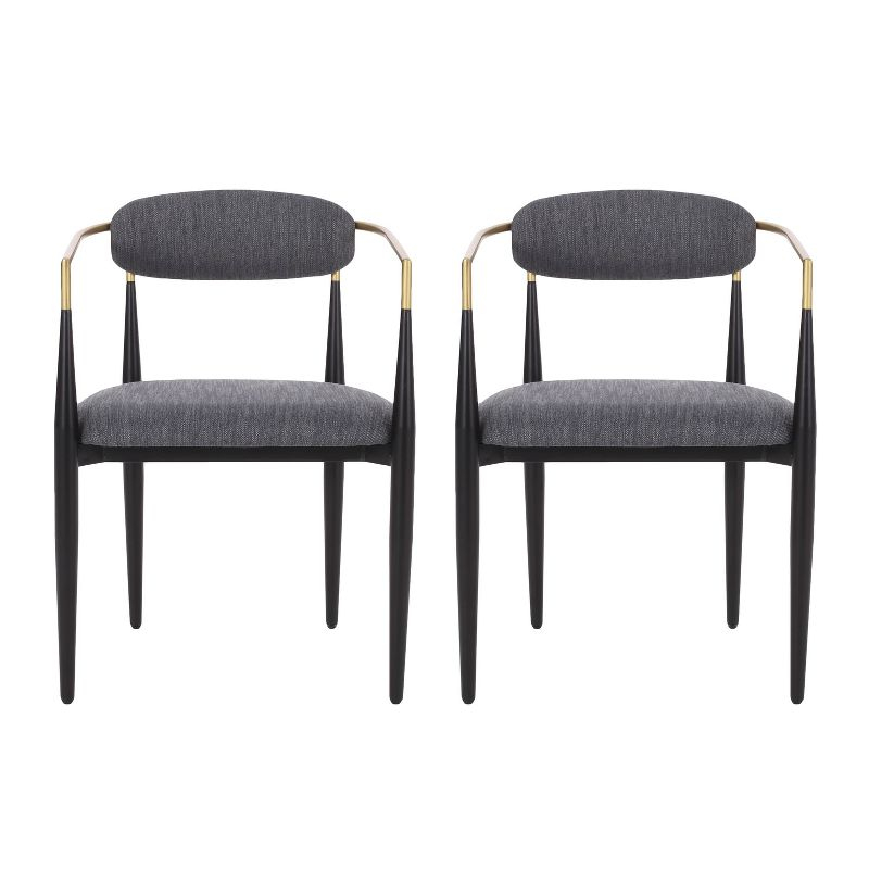 Christopher Knight Home Set of 2 Elmore Iron Upholstered Dining Chairs Charcoal/Black/Gold