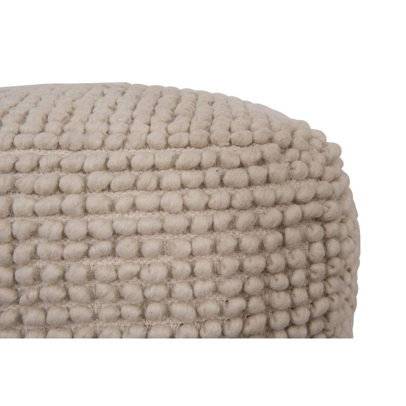 Storied Home New Zealand Pouf Natural: 18" Square Upholstered Ottoman, Wool & Cotton Blend, No Assembly Required