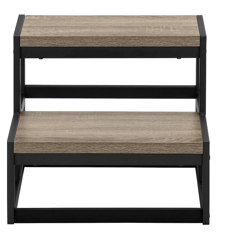 Monarch Specialties Ladder Step Stool Bedroom Kitchen Black Metal Dark Taupe Laminate Contemporary