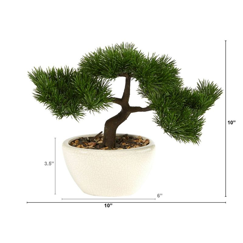 Nearly Natural 10-in Cedar Bonsai Artificial Tree in Decorative Planter