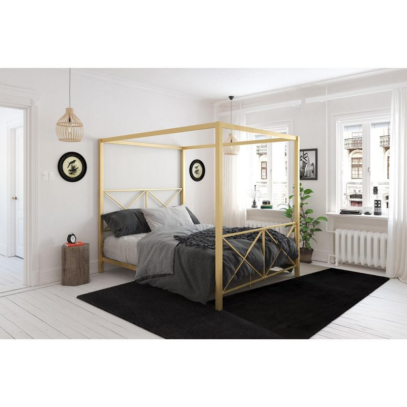DHP Rosedale Metal Canopy Bed, Queen, Gold