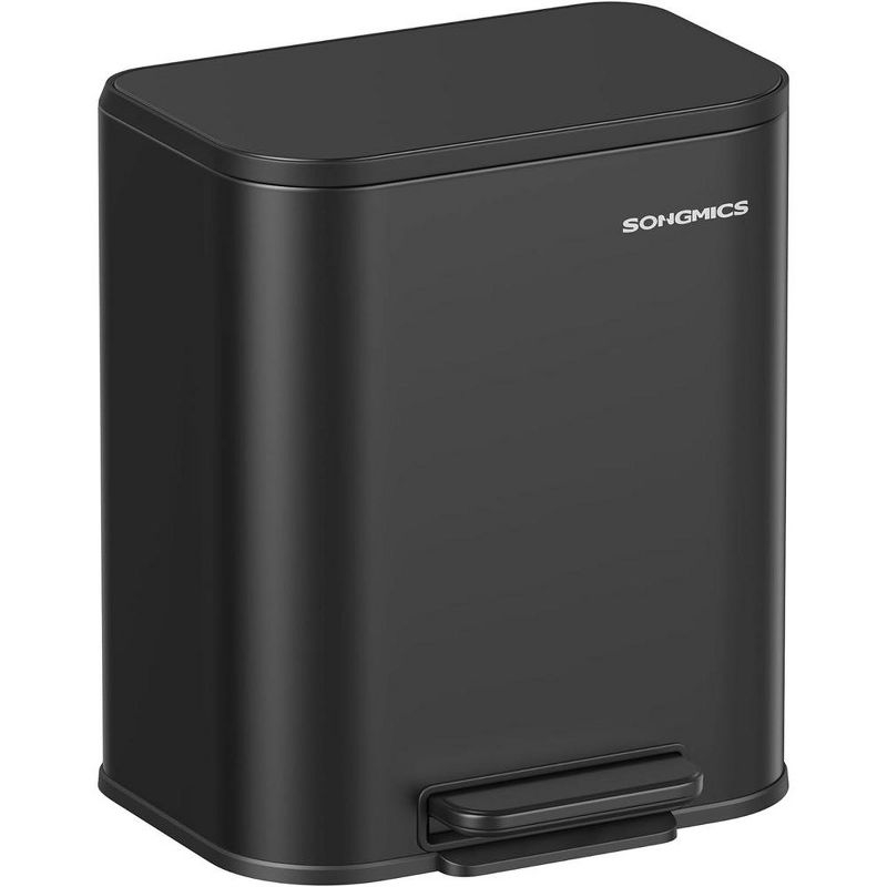 SONGMICS Kitchen Trash Can 5.2-Gallon (20L) Garbage Can with Lid Stainless Stee lSoft Close and Stays Open Inner Bucket  Ink Black