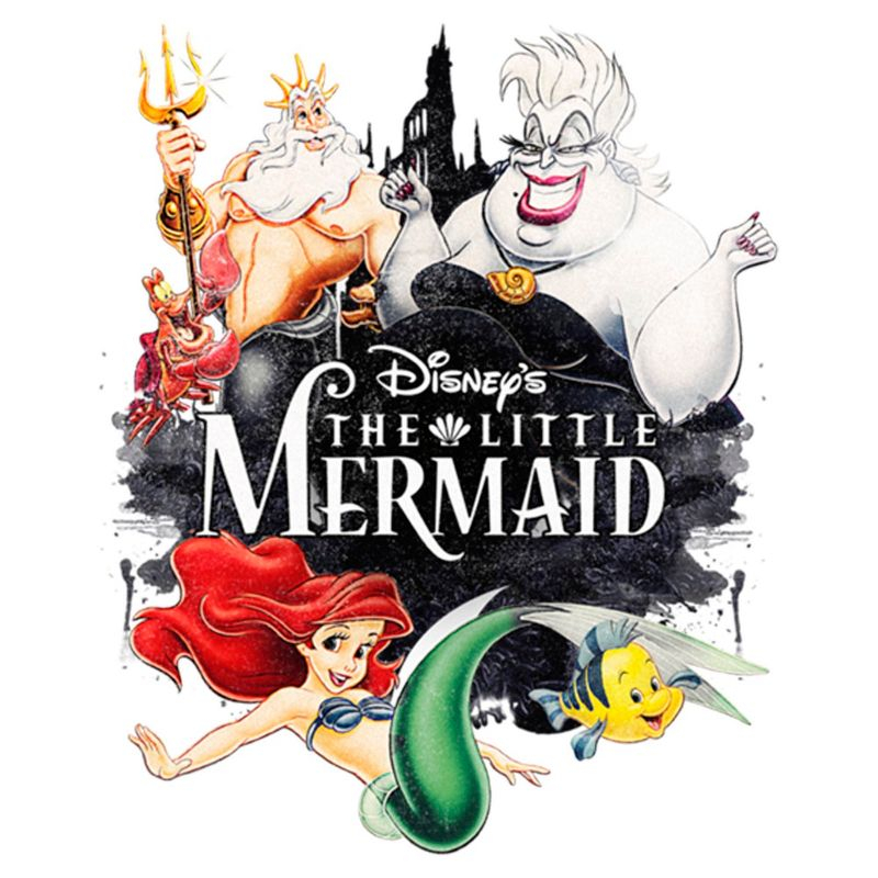 Women's The Little Mermaid Vintage Characters  T-Shirt - White - Small