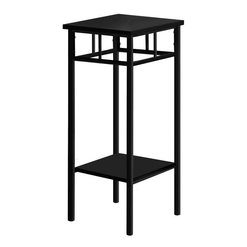Monarch Specialties Accent Table Side End Plant Stand Square Living Room Bedroom Metal Laminate Black Contemporary Modern