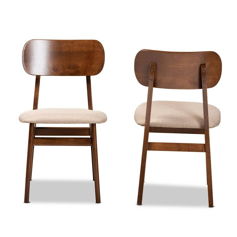 2pc Euclid Wood Dining Chair Set Sand/Brown - Baxton Studio