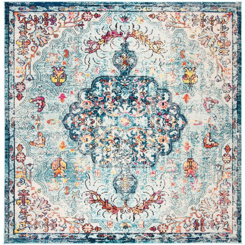 Madison MAD447 Power Loomed Indoor Area Rug - Navy/Light Blue - 4'x4' - Safavieh