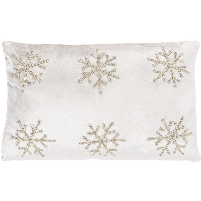 Sydnee Snowflake Pillow - Beige/Silver - 12"X20" - Safavieh