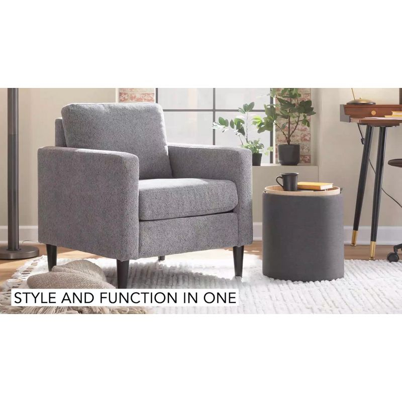 Tray Polyester Wood Contemporary Nesting Ottoman Set Blue/Natural - LumiSource: 2-Piece, Storage Compartment, No Assembly Required