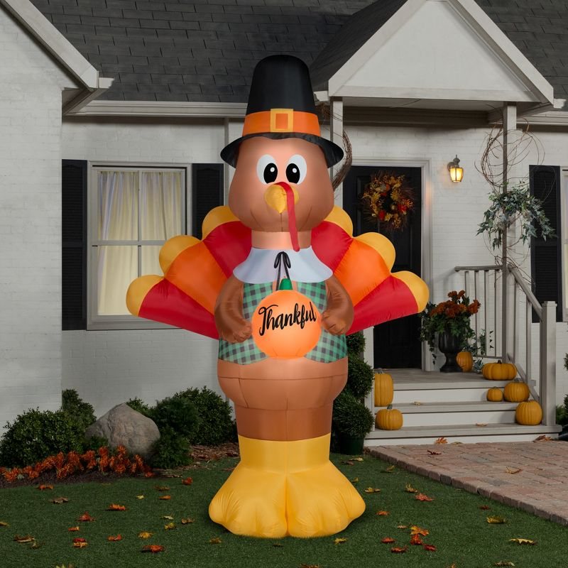 Gemmy Airblown Inflatable Thankful Turkey Giant, 10 ft Tall, Multi
