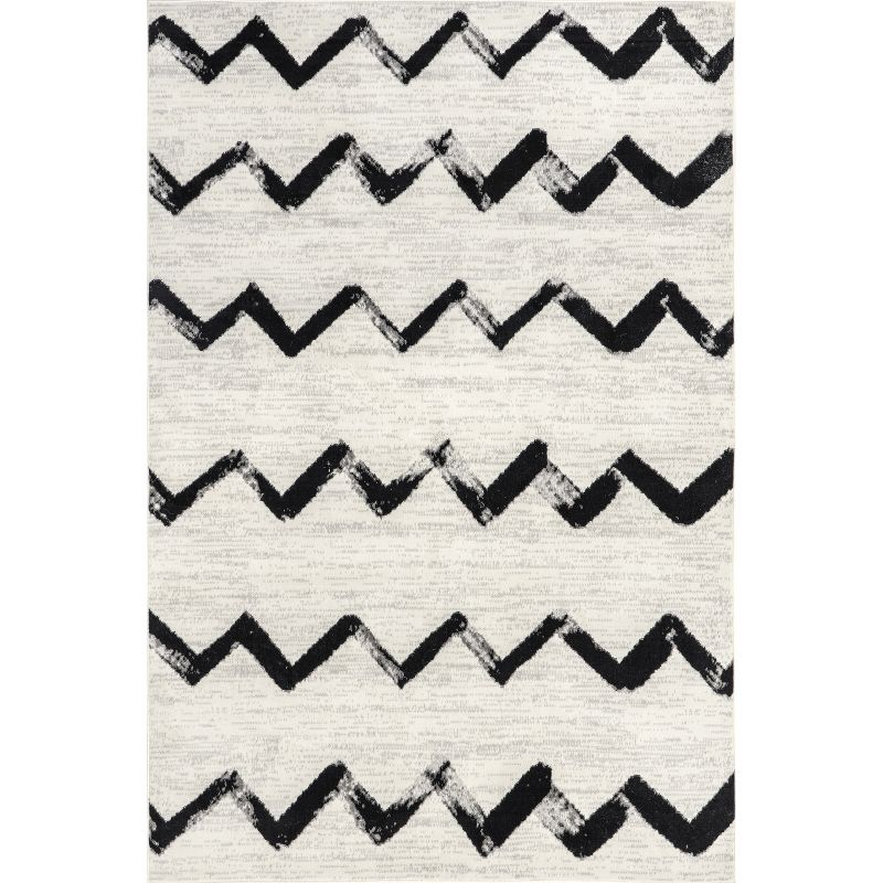 Nuloom Addison Chevron 4x6 Indoor Area Rug for Living Room Bedroom Dining Room Kitchen, Grey/Ivory
