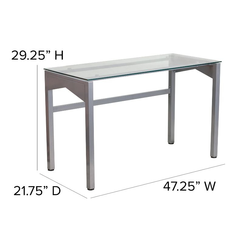 Emma and Oliver Desk with Clear Tempered Glass Top