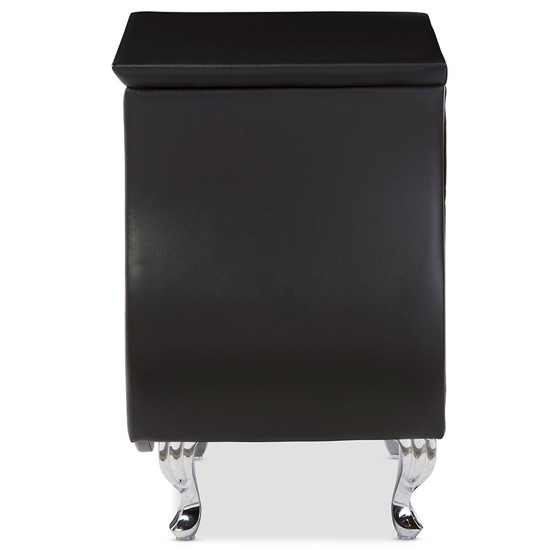 Erin Modern And Contemporary Faux Leather Upholstered Nightstand - Black - Baxton Studio: Elegant Bedside Table with Storage Drawer