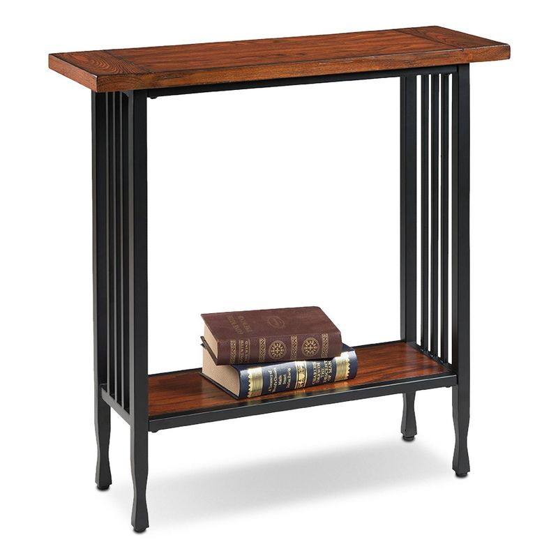 Leick Home Ironcraft Hall Stand - Mission Oak: Entryway Table with Shelf, CARB Certified, Wood Frame