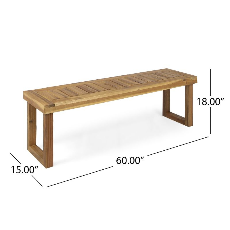 GDFStudio Josette Outdoor Acacia Wood Dining Bench, Sandblasted Natural Brown