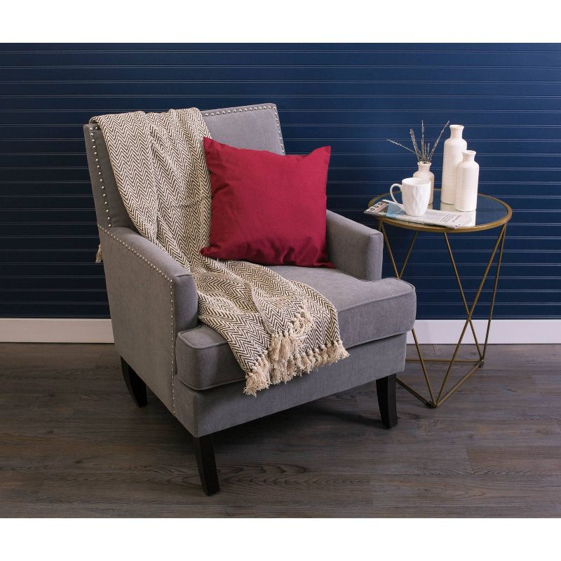 50"x60" Chevron Handloom Throw Blanket Dark Brown - Design Imports: Cotton, Hypoallergenic, Machine Washable