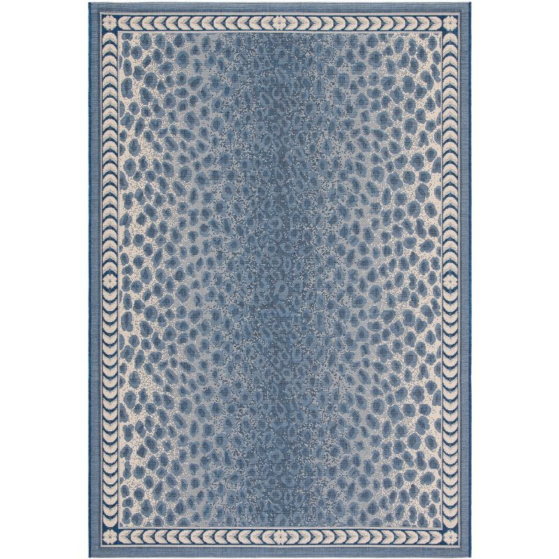 Courtyard CY6100 Power Loomed Indoor/Outdoor Area Rug - Navy/Beige - 4'x5'7" - Safavieh.