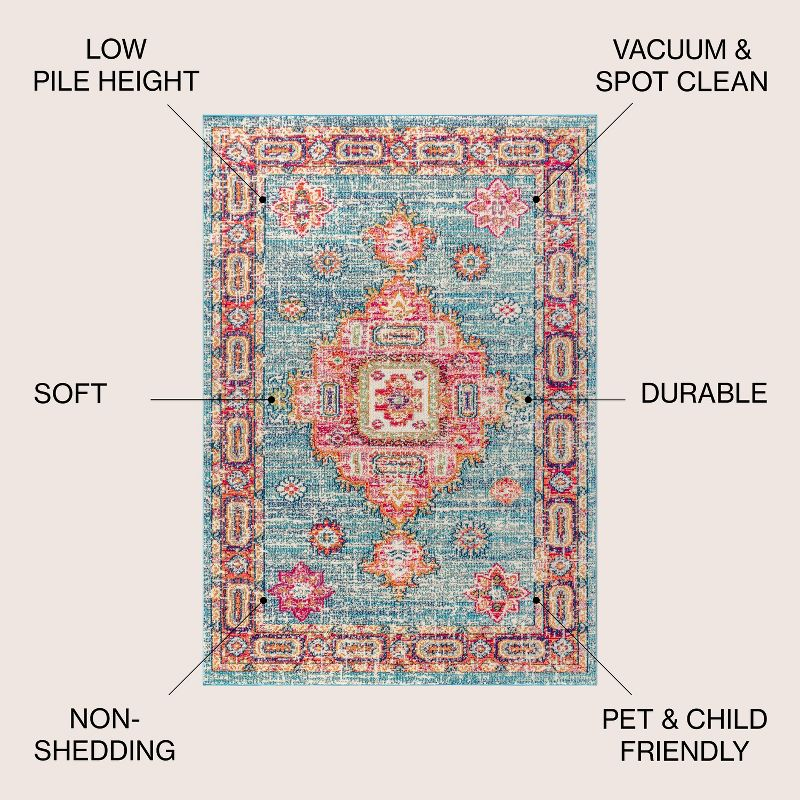 JONATHAN Y Bohemian FLAIR Boho Vintage Medallion Blue/Red 8 ft. x 10 ft. Area Rug