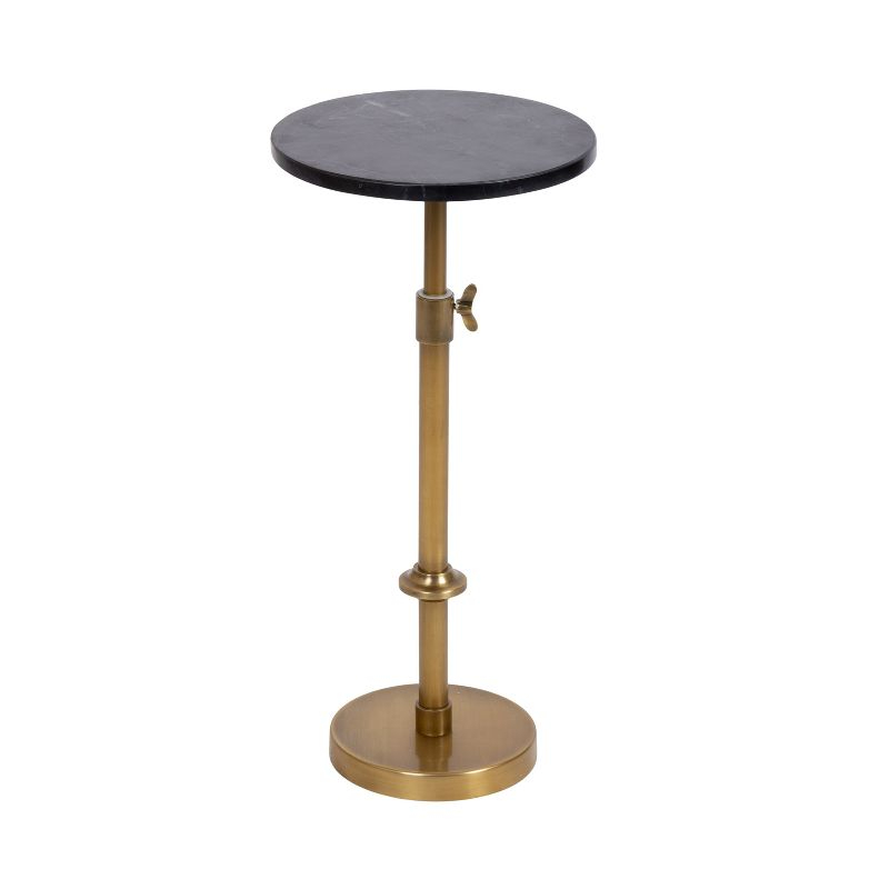 Kate and Laurel Engles Adjustable Marble Table and Plant Stand, 10x10x22, Gold
