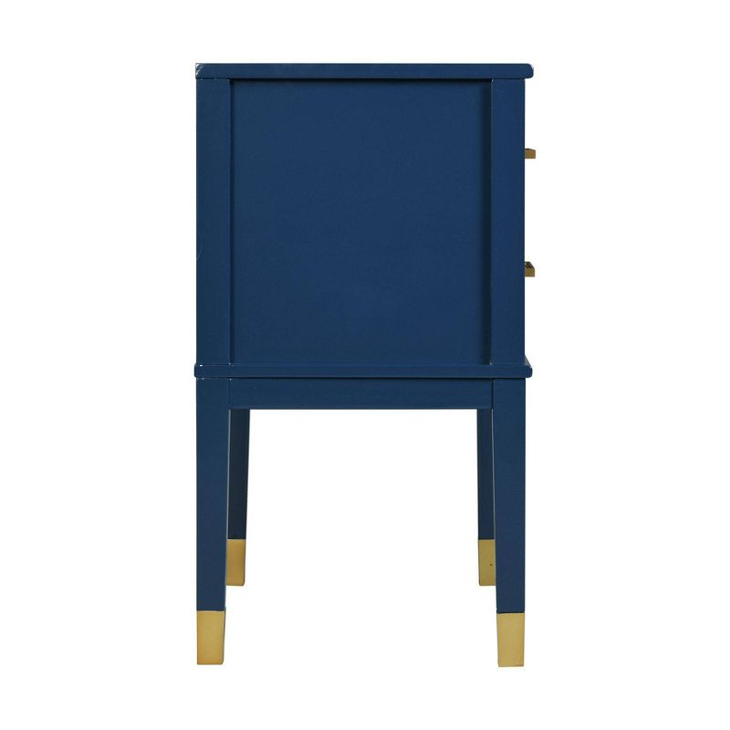Brody Side Table Navy - Picket House Furnishings: Modern Accent, USB Port, Gold Hardware, Rubberwood & MDF