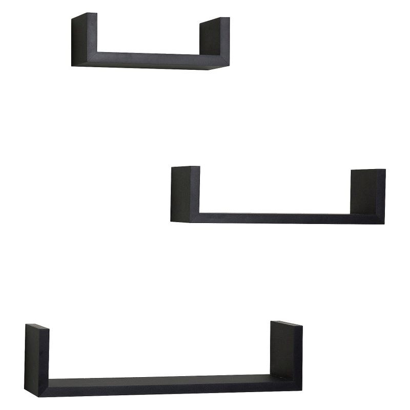 3pc Wall Shelving Set Black - Danya B.: Contemporary Floating Display & Storage