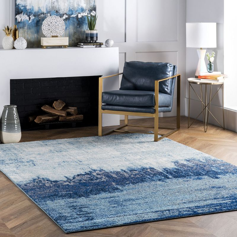Nuloom Alayna Abstract 3x5 Accent Indoor Area Rug for Living Room Bedroom Dining Room Entryway Kitchen, Blue/Ivory