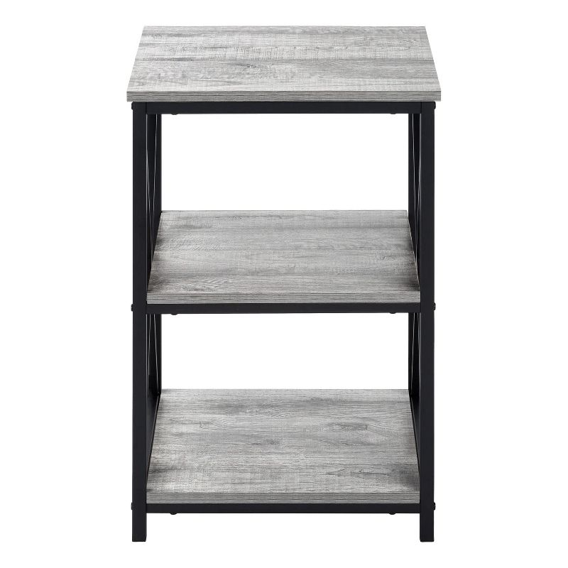 Monarch Specialties Accent Table Side End Nightstand Lamp Living Room Bedroom Metal Laminate Black Contemporary Modern