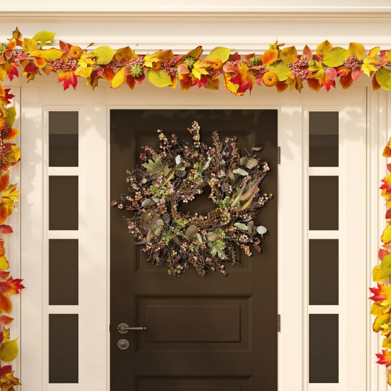 Faux 26" Berry & Acorn Wreath - Brown/Green - Safavieh