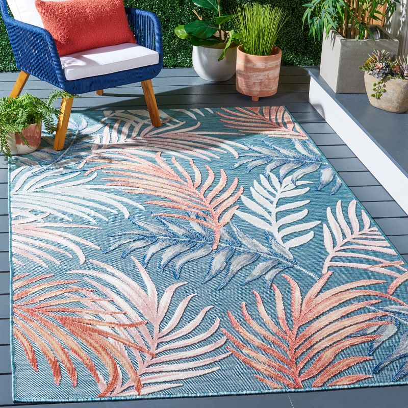 Cabana CBN458 Power Loomed UV Resistant Indoor/Outdoor Area Rug - Blue/Rust - 5'1"x7'6" - Safavieh