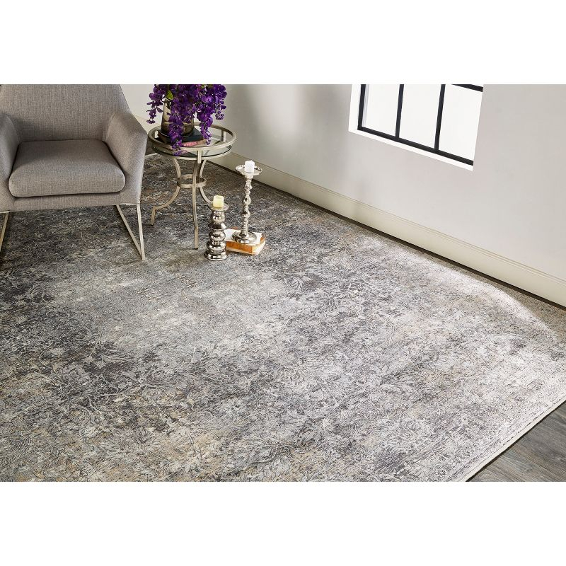 Sarrant Transitional Medallion Gray/Ivory/Tan Area Rug