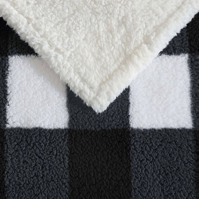 50"x60" Cabin Plaid Reversible Throw Blanket White/Black - Eddie Bauer: Soft Fleece, Travel-Friendly, Machine Washable