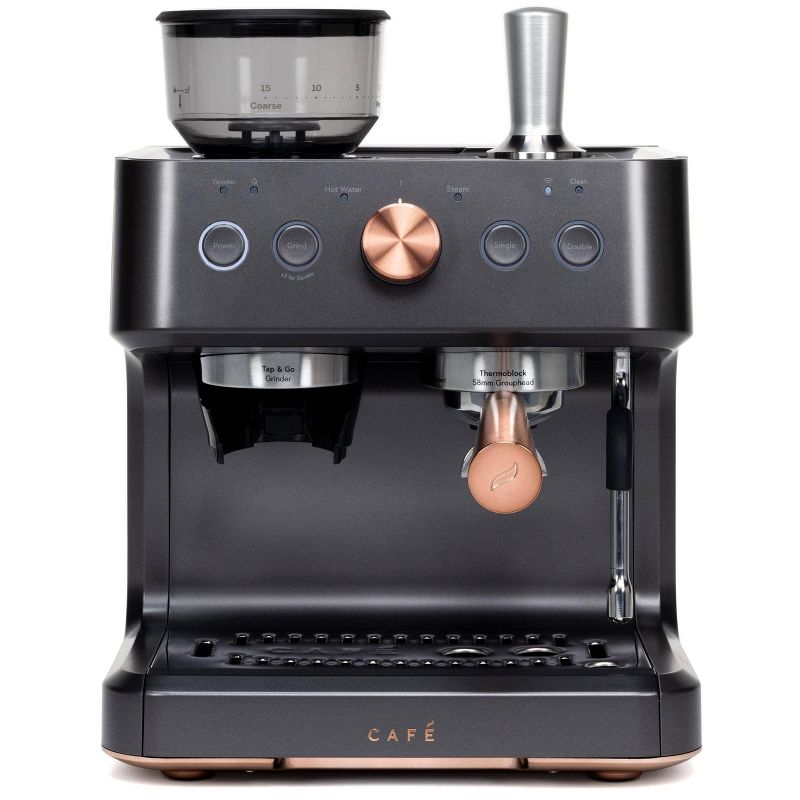 CAFE Bellissimo Semi-Automatic Espresso Machine + Frother Matte Black: GE Appliances, Espresso Maker with Grinder, 2.5L Capacity