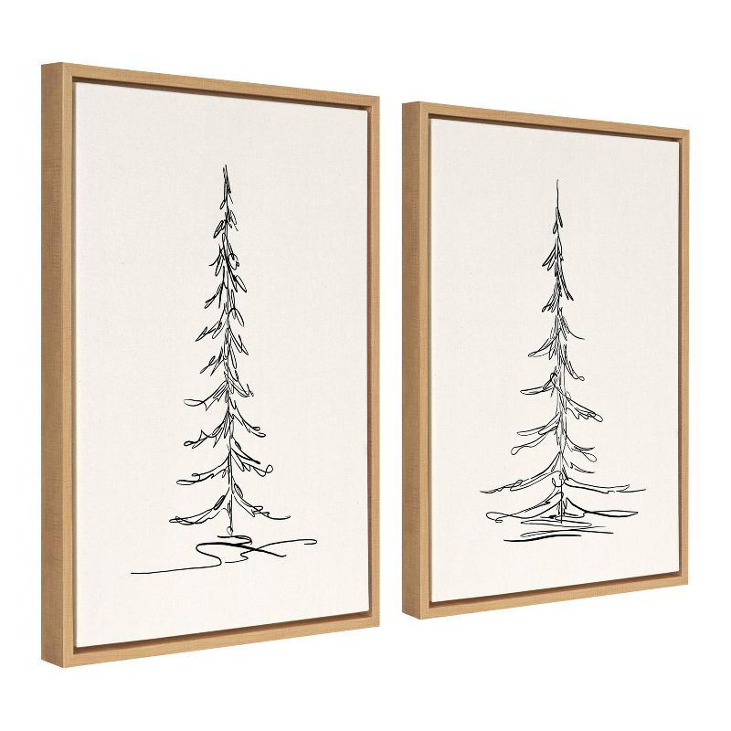 18" x 24" 2pc Sylvie Minimalist Evergreen Trees Sketch Framed Canvas Set by the Creative Bunch Studio - Kate & Laurel All Things Decor