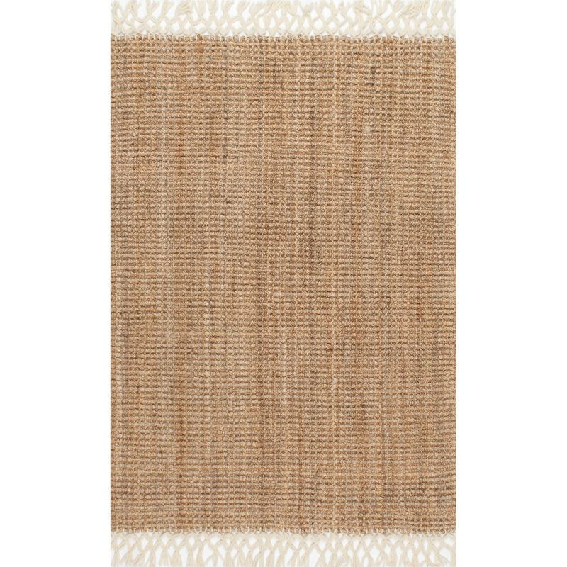 Nuloom Raleigh Solid 12x15 Wool Jute Indoor Area Rug for Dining Room Rug Neutral Rug Living Room Rug Kitchen, Natural