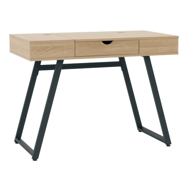 Rockdale Modern Office Writing Laptop Desk Honey Maple - Calico Designs: Built-In Charging, Storage Shelf