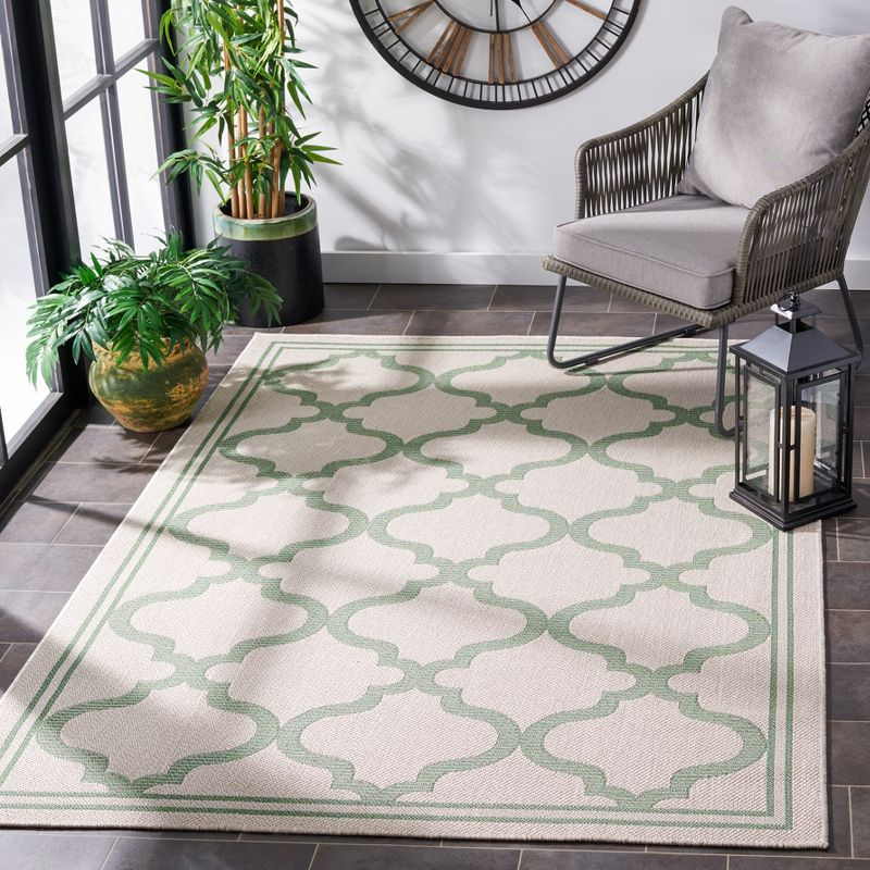 Bermuda BMU810 Power Loomed Indoor/Outdoor Machine Washable Area Rug - Beige/Green - 5'3"x7'6" - Safavieh