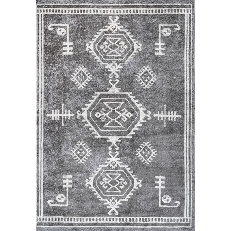 Nuloom Kyleigh Medallion 3x5 Machine Washable Accent Indoor Area Rug for Living Room Bedroom Dining Room Entryway Kitchen, Dark Grey/Ivory