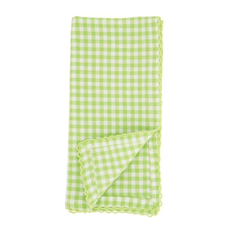 Saro Lifestyle Table Napkins With Gingham Design, Green, (Set of 4 pcs)