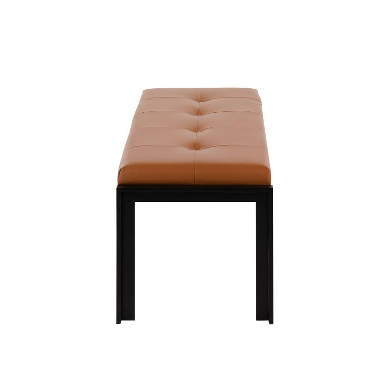 46" Fuji PU Leather/Metal Bench Black/Camel - LumiSource: Upholstered Rectangle, Padded Seat, 500lb Capacity