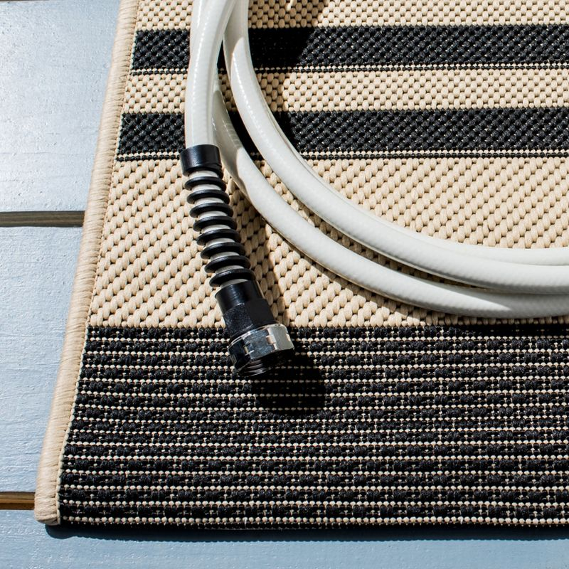 Courtyard CY6062 Power Loomed Indoor/Outdoor Area Rug - Black/Bone - 8'x10' - Safavieh.