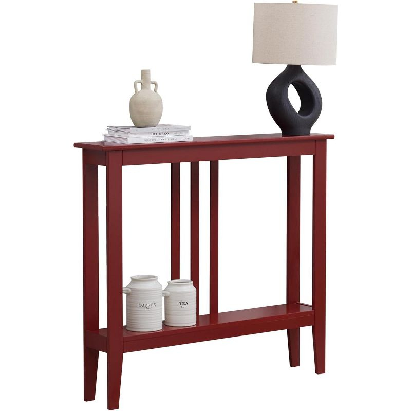 Kings Brand Furniture - Balfour Narrow Console Table with Shelves for Entryway, Hallway, Living Room, or Foyer (Red)