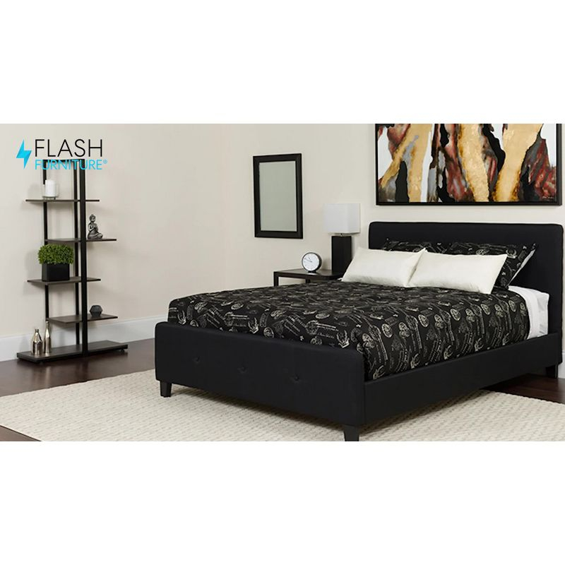 Flash Furniture Tribeca Queen Size Tufted Upholstered Platform Bed in Beige Fabric