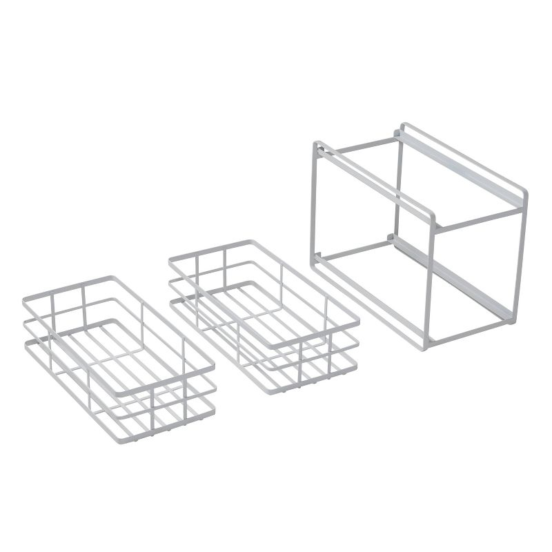 Honey-Can-Do Flat Wire Sliding Basket Organizer - White: Kitchen Organizer, Under Sink Storage, Steel, 12" H x 14" W x 8" D
