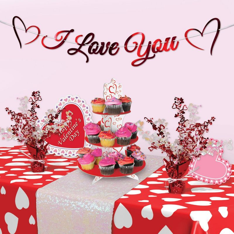 Beistle Foil I Love You Streamer, 11" x 6', (2/Pkg) Red